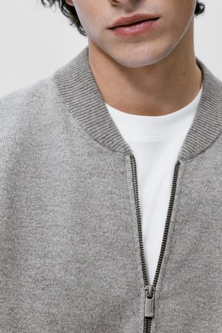 Cardigan style bomber avec de la laine - Gris chiné