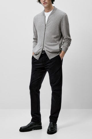 Cardigan style bomber avec de la laine - Gris chiné