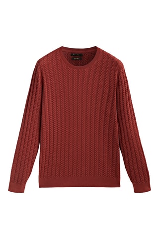 Pull en maille torsadée à col rond - Bordeaux