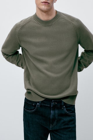 Pull à col rond en pur coton - Gris foncé