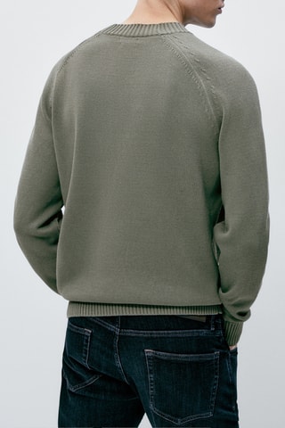 Pull à col rond en pur coton - Gris foncé