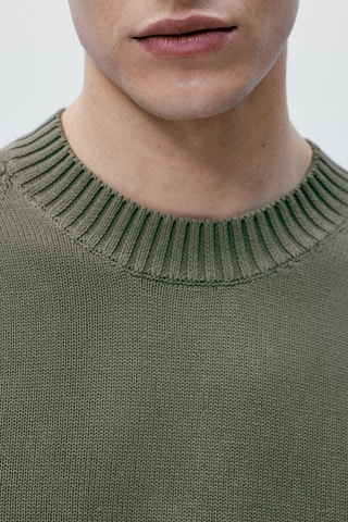 Pull à col rond en pur coton - Gris foncé