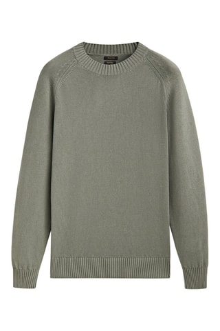 Pull à col rond en pur coton - Gris foncé