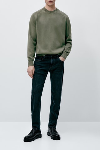 Pull à col rond en pur coton - Gris foncé