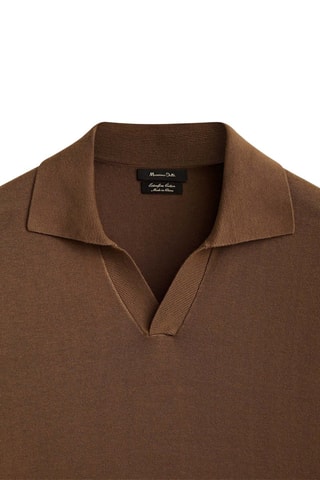 Pull polo à manches courtes contrastant - Marron