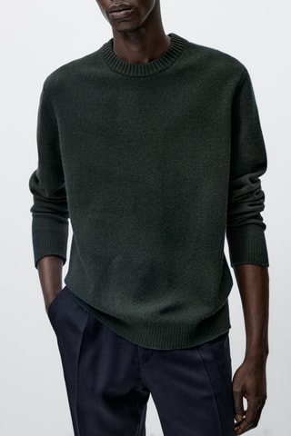 Pull col rond en laine mélangée avec 3% de cachemire - Noir