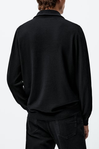 Pull col montant en laine et cachemire - Noir