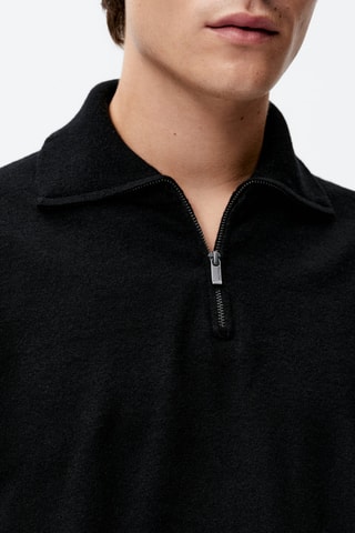Pull col montant en laine et cachemire - Noir