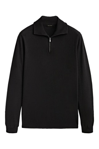 Pull col montant en laine et cachemire - Noir