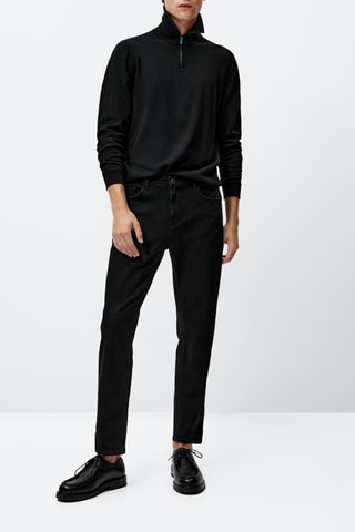 Pull col montant en laine et cachemire - Noir