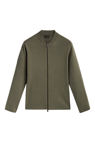 Cardigan en maille type bomber - Kaki