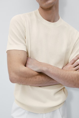 Pull en maille manches courtes - Blanc