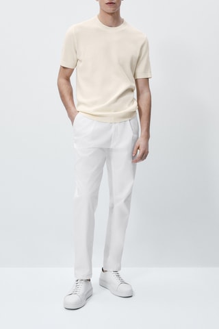 Pull en maille manches courtes - Blanc