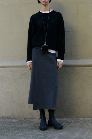 Pull en maille à col rond - Noir