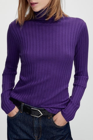 Pull col roulé avec de la laine - Violet