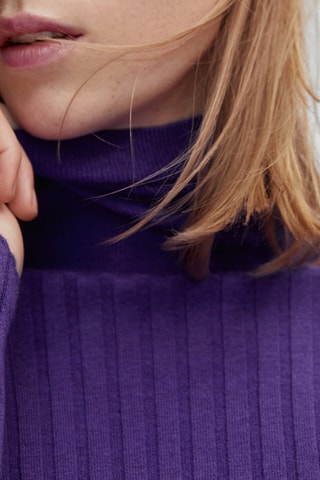 Pull col roulé avec de la laine - Violet
