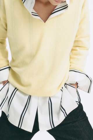 Pull en pur cachemire col en V - Jaune