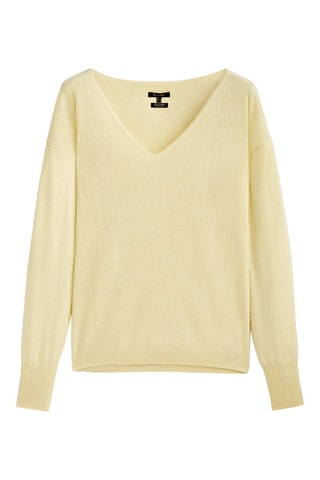 Pull en pur cachemire col en V - Jaune