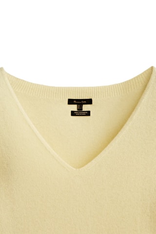 Pull en pur cachemire col en V - Jaune