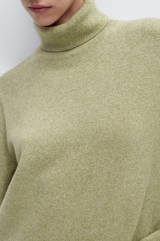 Pull col roulé en laine mélangée avec 4% de cachemire - Vert chiné