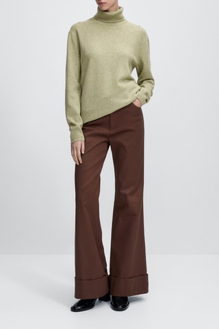 Pull col roulé en laine mélangée avec 4% de cachemire - Vert chiné