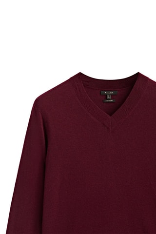 Pull en laine et cachemire à col en V - Bordeaux