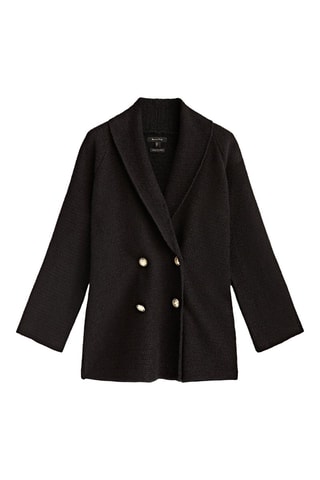 Cardigan cache-cœur texturé boutons - Noir