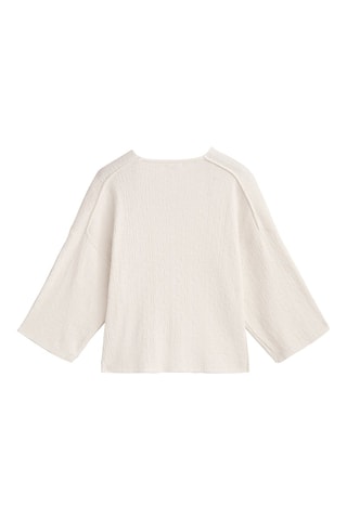 Pull cape en maille texturée à col en V - Blanc