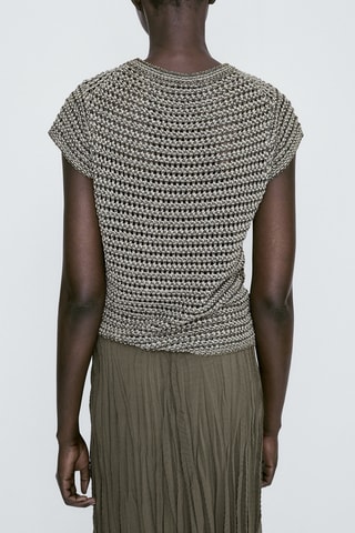 Pull maille crochet fil fantaisie - Kaki