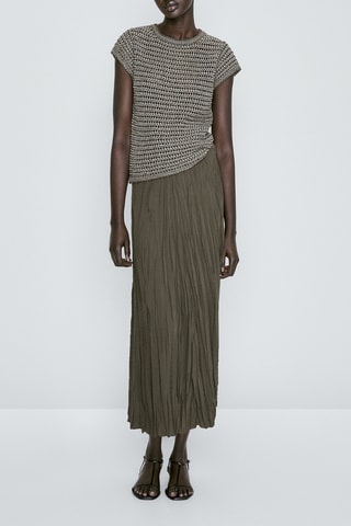 Pull maille crochet fil fantaisie - Kaki