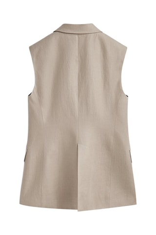 Gilet long croisé pur lin - Beige