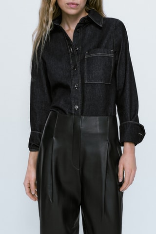 Pantalon à pinces en cuir nappa - Noir