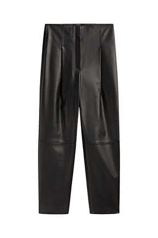 Pantalon à pinces en cuir nappa - Noir
