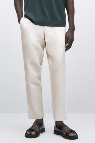 Pantalon 100 % lin coupe droite - Studio - Ecru