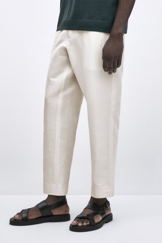 Pantalon 100 % lin coupe droite - Studio - Ecru