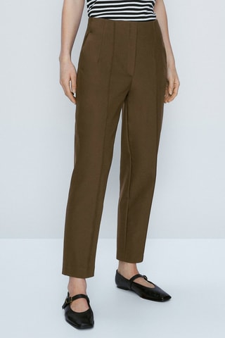 Pantalon technique surpiqûres coupe slim - Marron foncé