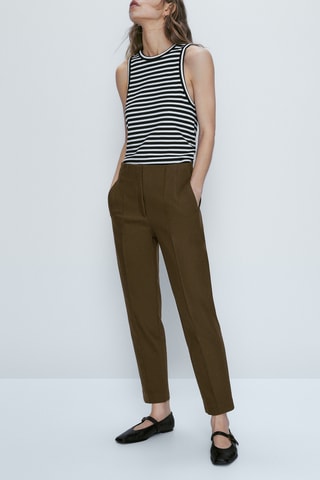 Pantalon technique surpiqûres coupe slim - Marron foncé