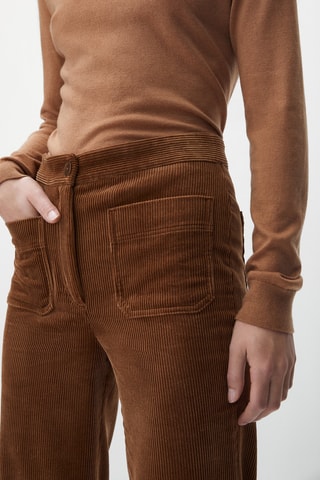 Pantalon wide leg en velours côtelé avec poches - Camel