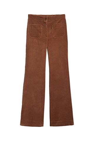 Pantalon wide leg en velours côtelé avec poches - Camel