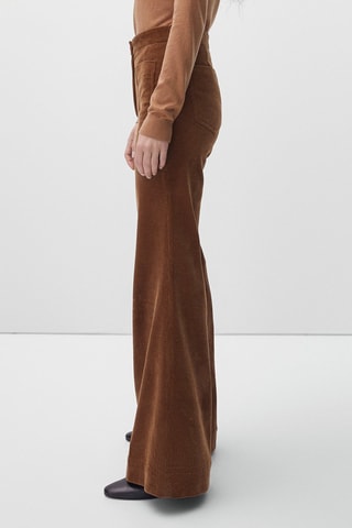 Pantalon wide leg en velours côtelé avec poches - Camel