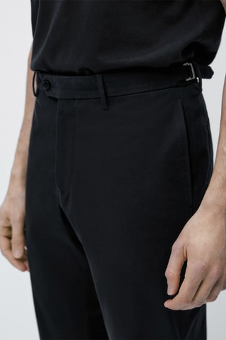 Pantalon habillé en coton mélangé légèrement extensible - Noir