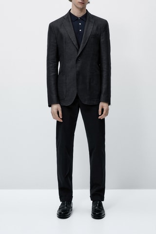 Pantalon habillé en coton mélangé légèrement extensible - Noir