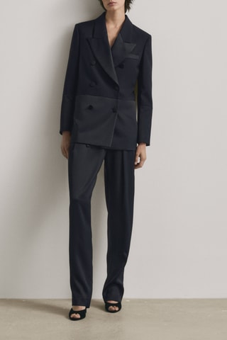 Pantalon tissu contrastant taille haute - Studio - Noir