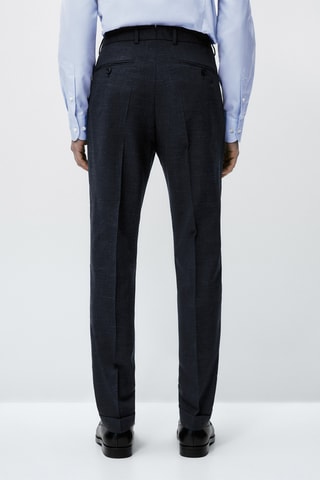 Pantalon habillé texturé laine mélangée - Bleu marine