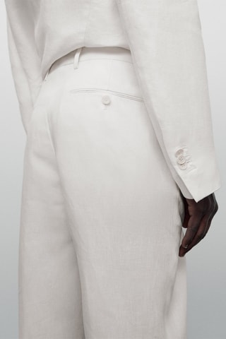 Pantalon en lin pinces relaxed fit limited edition - Ecru