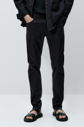 Faux jean texturé coupe slim - Noir