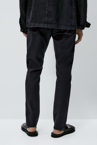 Faux jean texturé coupe slim - Noir