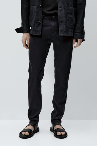 Faux jean texturé coupe slim - Noir