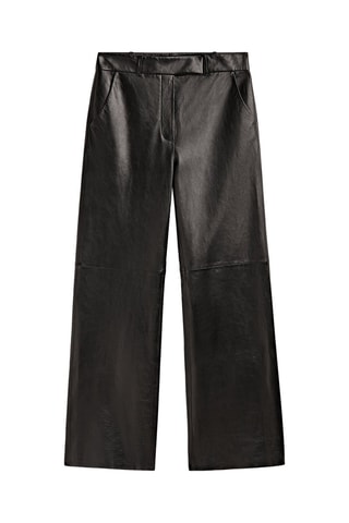 Pantalon noir en cuir d’agneau taille haute - Studio - Noir