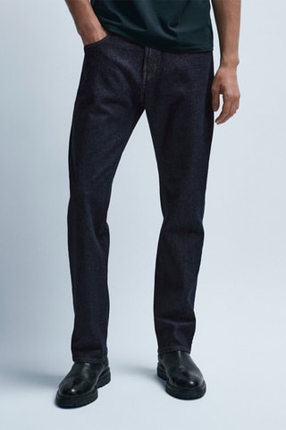 Jean dégommé coupe droite - Bleu nuit